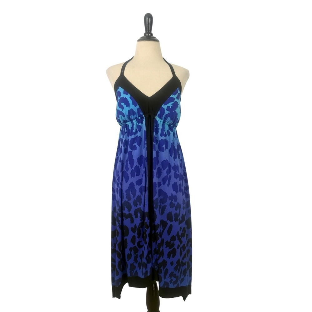 XOXO Animal Print Halter DRESS M Babydoll Cheetah Leopard Asymmetric Whimsigoth